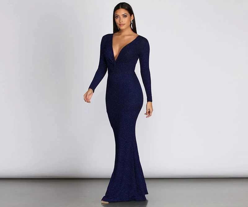 Graceann Open Back Glitter Dress