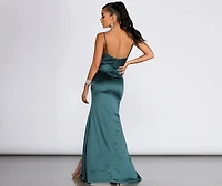 Karen Satin Wrap Formal Gown