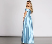 Cecilia Satin Off Shoulder A-Line Dress