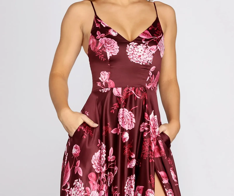 Lhea Satin Floral A-Line Dress