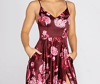 Lhea Satin Floral A-Line Dress