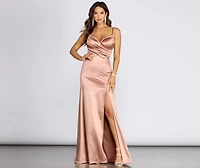 Amelia Formal High Slit Satin Dress