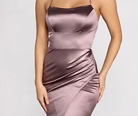 Quinn Cross Back Satin Wrap Dress