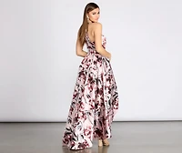 Tatum Satin Floral High Low Dress