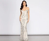 Clara Sequin Off Shoulder Dress