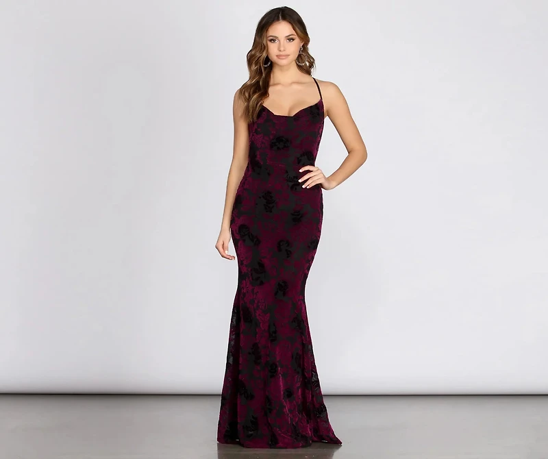 Paula Velvet Floral Burnout Dress