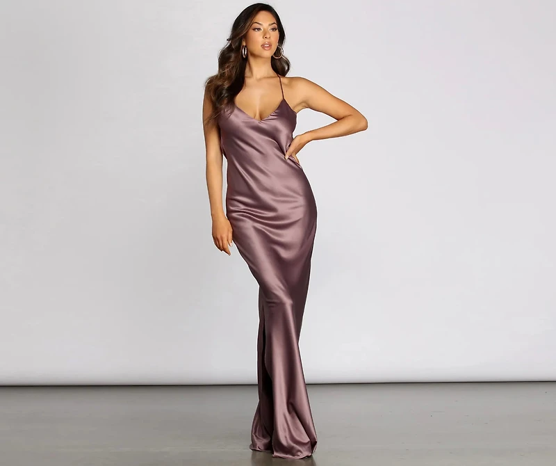 Chantel Cowl Back Satin Dress