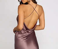 Chantel Cowl Back Satin Dress
