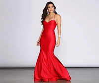 Celina Lace Up Back Satin Mermaid Dress
