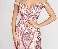 Camilla Sequin Off Shoulder A-Line Dress