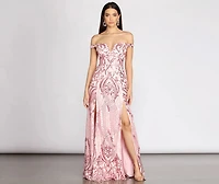 Camilla Sequin Off Shoulder A-Line Dress