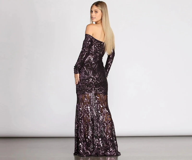 Daphne Sequin Off Shoulder Mermaid Dress
