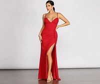 Emmy Crepe Ruched Wrap Dress