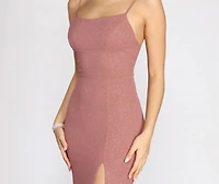 Aracely Glitter Crepe Mermaid Dress