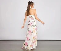 Aleena Formal Ruffled Chiffon Floral Dress