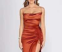 Ksenia Cowl Neck Satin Dress