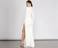 Beka Mesh And Heat Stone High Slit Dress