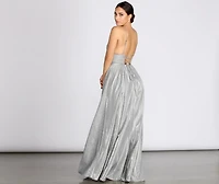 Asta Glitter Lace Up Back A-Line Dress