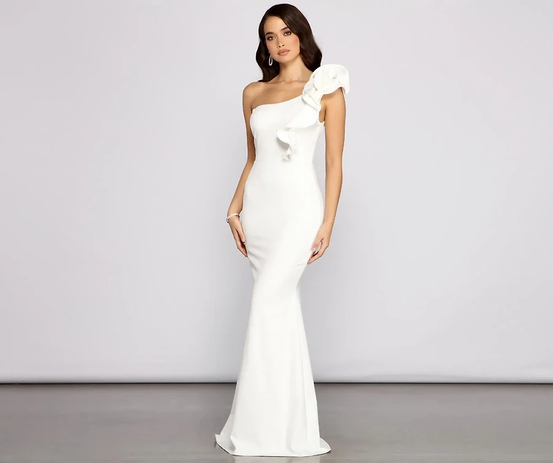 Diana Formal One-Shoulder Ruffle Dress