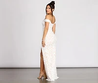 Marzia Scroll Sequin Mesh Mermaid Dress