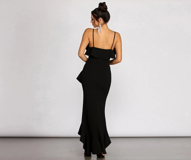Lori Ruffle Detail High Low Dress