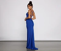 Tyler Crepe Lattice Back Formal Dress