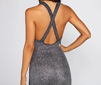 Samantha Glitter Knit Formal Dress