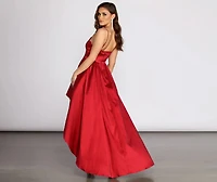 Jewel Scalloped Taffeta High Low Dress