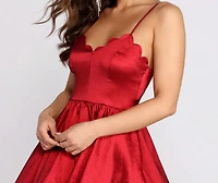 Jewel Scalloped Taffeta High Low Dress