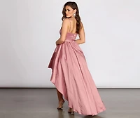 Felicity Scallop Neck Taffeta High Low Dress