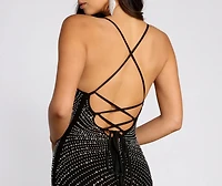 Jodie Heat Stone Mesh Slit Dress