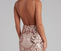 Danielle Sequin Scroll Formal Dress