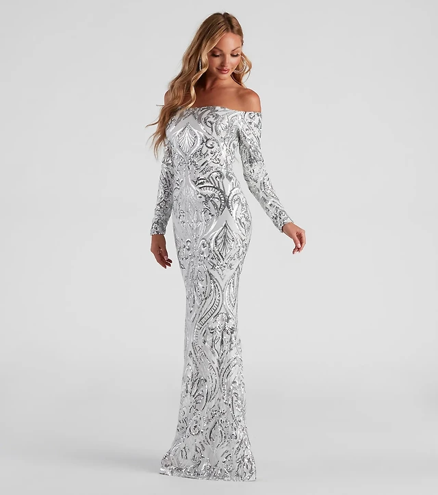 alexandria formal sequin scroll dress Windsor Azalea Formal Sequin Scroll Dress