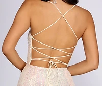 Angelia Lace Up Back Iridescent Sequin Dress