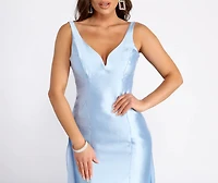 Brenda Back Bow Satin Train Dress