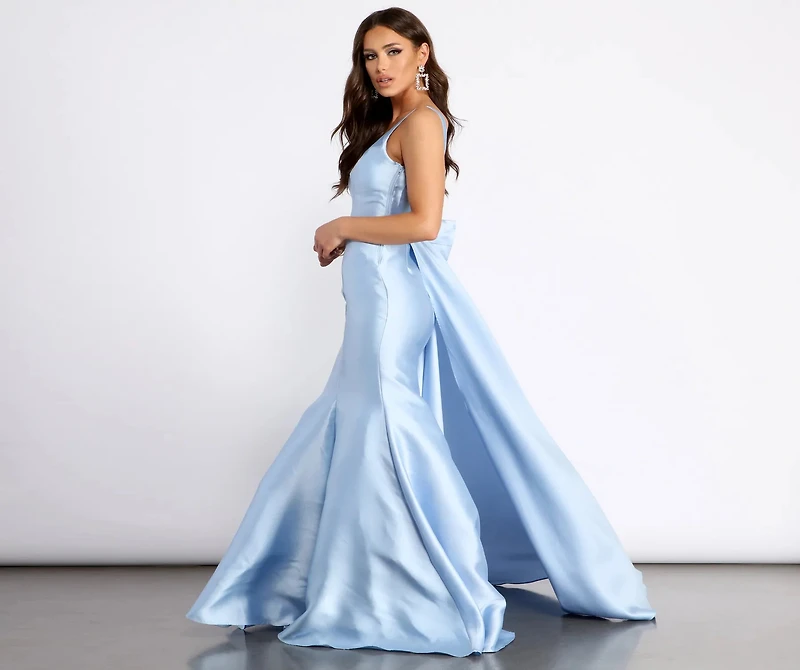 Brenda Back Bow Satin Train Dress