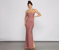 Quinn Ruched High Slit Formal Dress