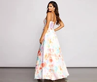 Cami Formal Floral Satin A-Line Dress