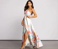 Cami Formal Floral Satin A-Line Dress