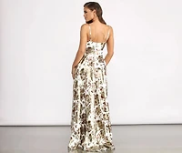 Amabella Floral Foiled High Low Dress