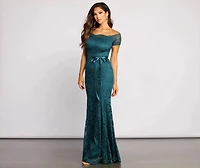 Tia Formal Off The Shoulder Scalloped Lace Dress