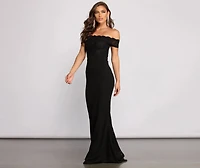 Sierra Formal Off the Shoulder Glitter and Lace Dress