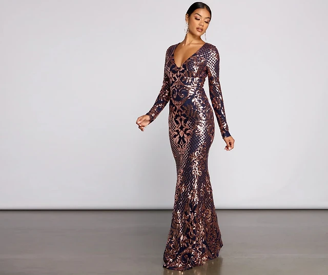 aubrie formal sequin scroll dress Aubrie Formal Sequin Scroll Dress