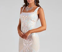 Micaela Formal Sequin Scroll Mermaid Dress