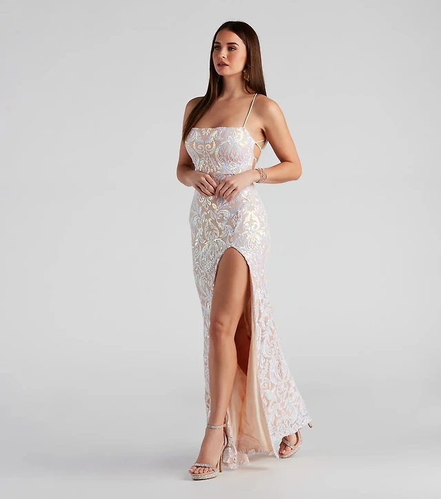 Windsor Priya Formal Iridescent Sequin Scroll Dress at CoolSprings Galleria  in Franklin, TN