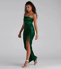 Norah Formal High Slit Satin Dress