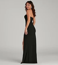 Kaia Strapless High Slit Formal Dress