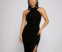 Vivienne Formal High Slit Crepe Dress