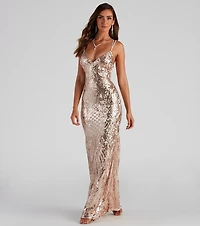 Liana Formal Sequin Scroll Mermaid Dress