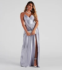 Riley Glitter Satin A-Line Formal Dress